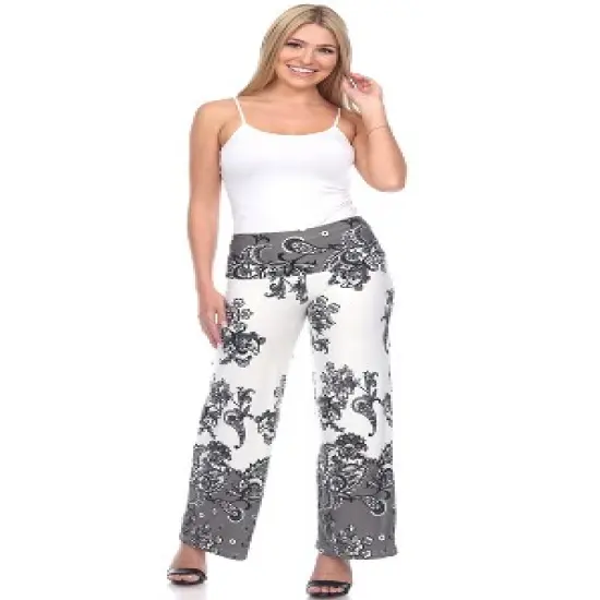 Women's Floral Paisley Printed Palazzo Pants - White Mark image {4}