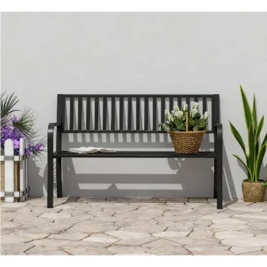 Dexmalle Backreat Withcurved Armrests Patio Garden Bench image {1}
