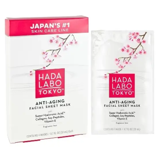 Hada Labo Tokyo Anti-Aging Facial Sheet Mask, Spa Face Mask Firms & Hydrates - 4 ct image {2}