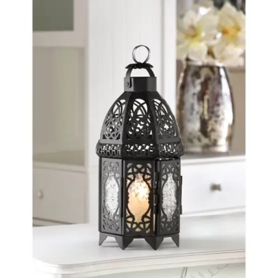 12" Iron Lattice Outdoor Lantern - Zingz & Thingz image {3}