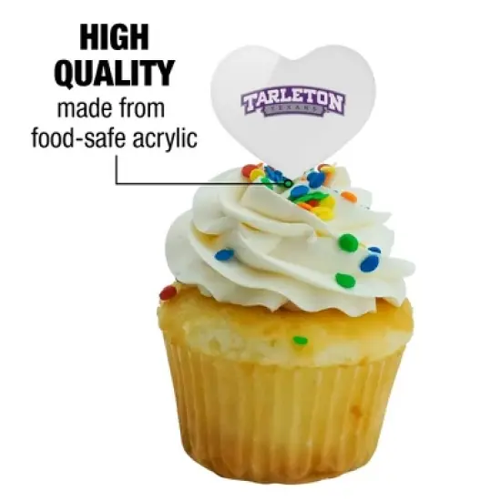 Tarleton State University Secondary Logo Heart Love Cupcake Picks Toppers Decoration Set of 6 image {2}