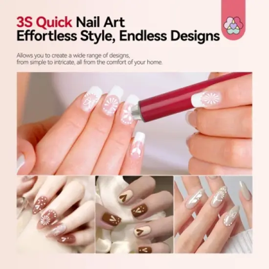 Saviland Pro Stamp Pen System: 3-Sec Cure French & Floral Tips w/5-Pattern Micro-Engraved Heads - Salon Artistry Essentials. image {5}