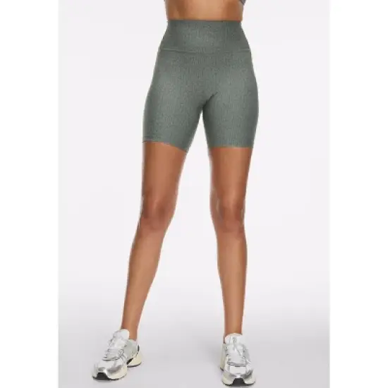 Peloton Women's Cadent High Rise Bike Short 7", Green Fog Crosshatch image {5}