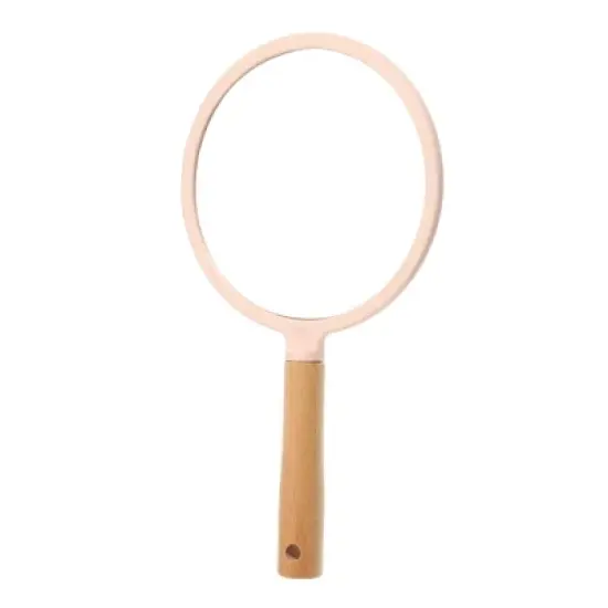 Unique Bargains Handheld Portable Wood Handle Vanity Cosmetic Makeup Mirror 1 Pc image {8}