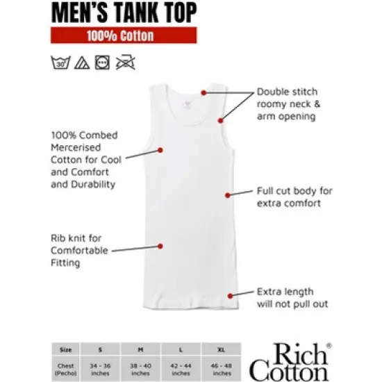 Rich Cotton Men's  Multi-Pack Ribbed Tank Tops A-Shirts image {2}