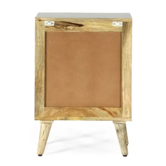 Lytle Boho Handcrafted Mango Wood Nightstand with Storage Natural - Christopher Knight Home image {7}