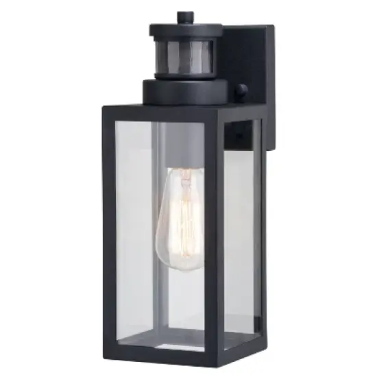 VAXCEL Lombard 4.75-in. 1 Light Black Motion Sensor Dusk to Dawn Outdoor Wall Lantern Clear Glass image {7}