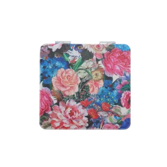 Unique Bargains Oil Painting Flowers Makeup Mirror Colorful 1 Pc image {3}