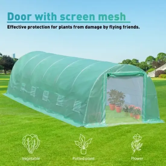 Aoodor  Large Walk-in Green House with Zippered Screen Doors image {2}