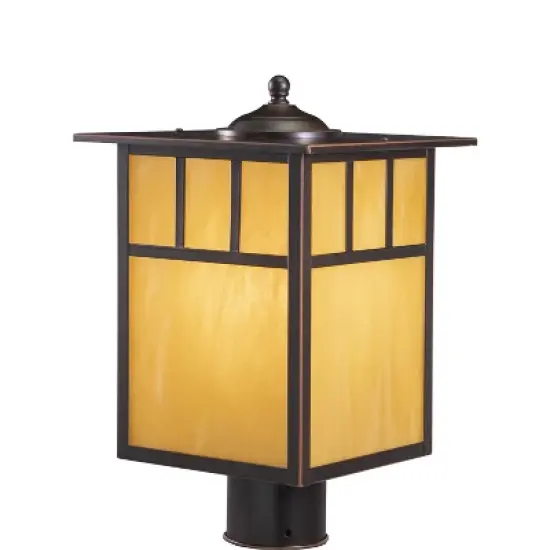 VAXCEL Mission 1L Bronze Outdoor Rectangle Post Light Honey Glass image {7}