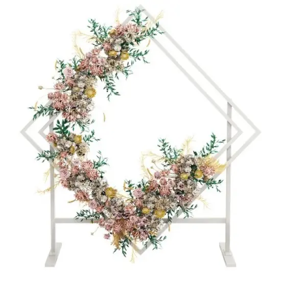 Artloge Double-Diamond Shaped Wedding Arch Backdrop Geometric Metal Frame Backdrop Stand Balloon Flower Holder for Garden Party Event Decor image {12}