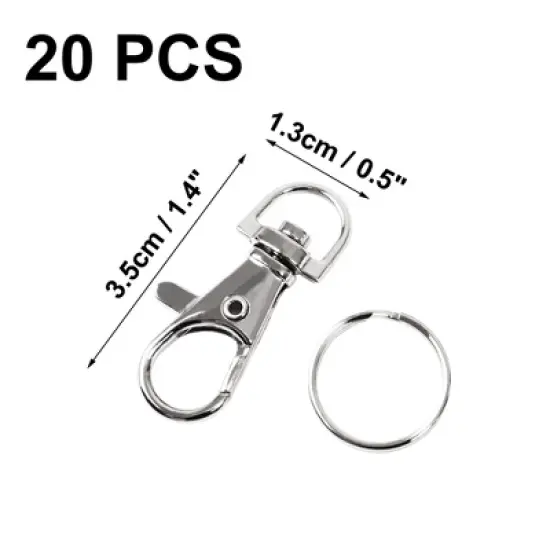 Unique Bargains Lobster Clasps with Ring Silver Tone 1.4" x 0.5" 20 Pcs image {1}