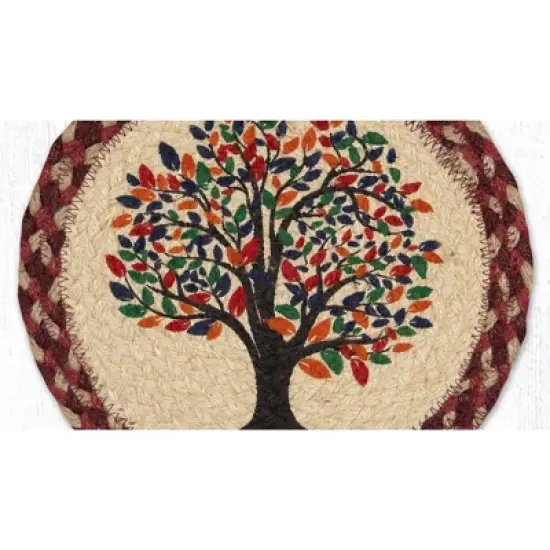 Earth Rugs Rustic Tree of Life Round Jute Trivet &ndash; 10" Heat Resistant Table Mat image {1}
