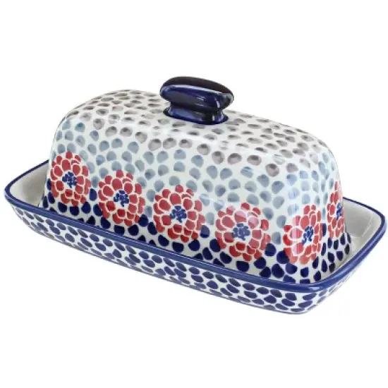 Blue Rose Polish Pottery M074 Manufaktura Butter DIsh image {17}
