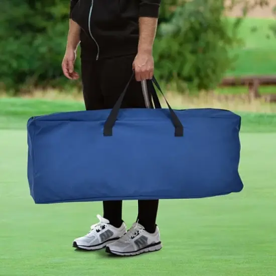 Costway Folding Camping Chair Loveseat Double Seat w/ Bags & Padded Backrest Gray\Blue image {8}