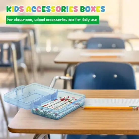 4E's Novelty 4 Pack Large Pencil Case Boxes, Pencil Boxes Bulk Classroom, Teacher Containers Box image {1}