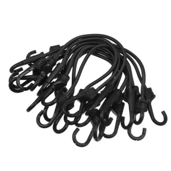 Unique Bargains Strong Elastic Strapping Rope with Hooks for Bicycle Luggage Black 12 Pcs image {7}