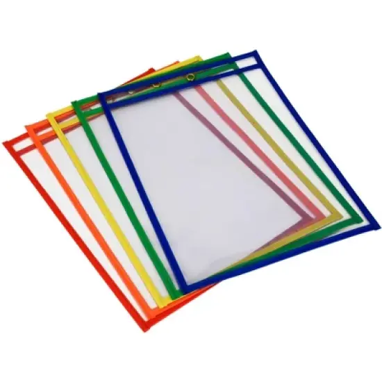 School Smart Reusable Dry Erase Pocket Sleeves, 10-1/2 x 13 Inches, Assorted, Set of 25 image {5}