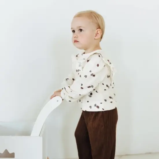 Grayson Collective Toddler Girls' Long Sleeve Ruffle Top & Wide Leg Pants Set - Dark Brown/White image {3}