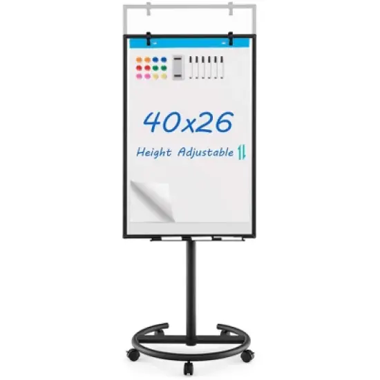 Costway Mobile Whiteboard 40" x 26" Height Adjustable Magnetic Dry Erase Board with Stand Green/Black/White image {9}