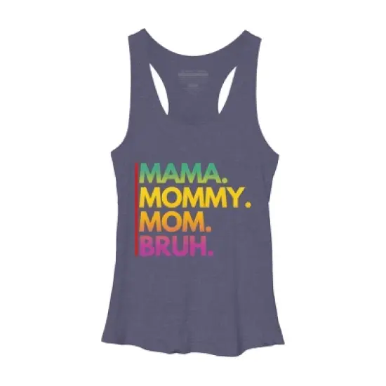 Women's Design By Humans Mother's Day Mama Mommy Mom Bruh Rainbow Text By punsalan Racerback Tank Top image {4}