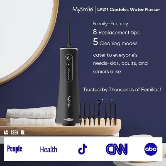 MySmile LP211 Cordless Water Flossers for Teeth, 260ML Reservoir, 5 Cleaning Modes, 8 Jet Tips image {4}