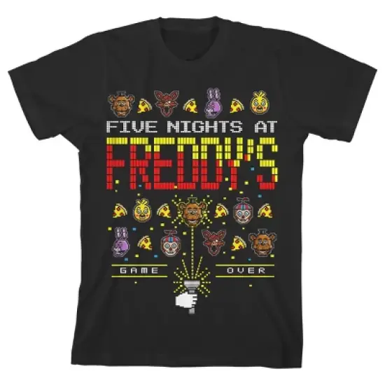 Five Nights at Freddy's Game Over Pixel Art Boy's Black T-shirt image {3}