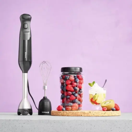 Vitamix 2-Speed Hand Immersion Blender Bundle with Whisk and Jar Black: Stainless Steel, 350W, Hand Held, Food Processor image {1}
