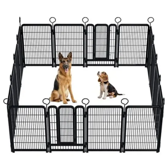 KTMBDW 16 Panels Heavy Duty Metal Playpen with Self-Locking Gate, Extra Tall 40" Dog Fence Pet Exercise Pen for Outdoor and Indoor-Large Dogs, Black image {5}