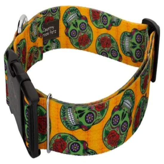 Country Brook Petz 1 1/2 Inch Deluxe Sugar Skulls Dog Collar image {1}