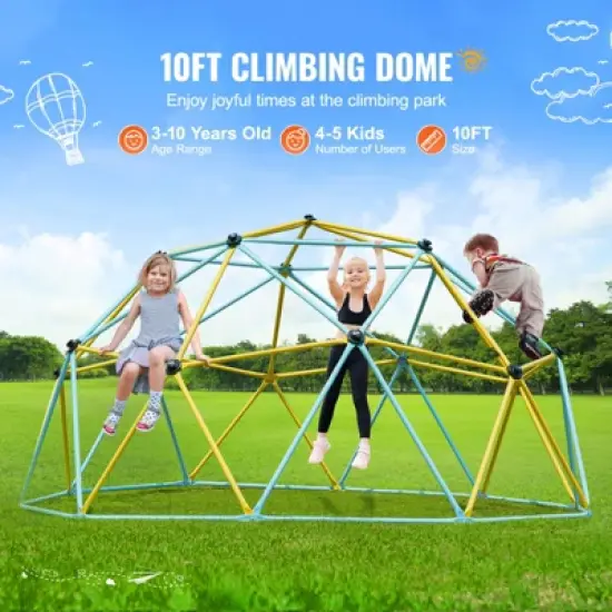 VEVOR Climbing Dome, Jungle Gym Supports 750LBS and Easy Assembly, 10FT Geometric Dome Climber Play Center for Kids 3 to 10 Years Old image {2}