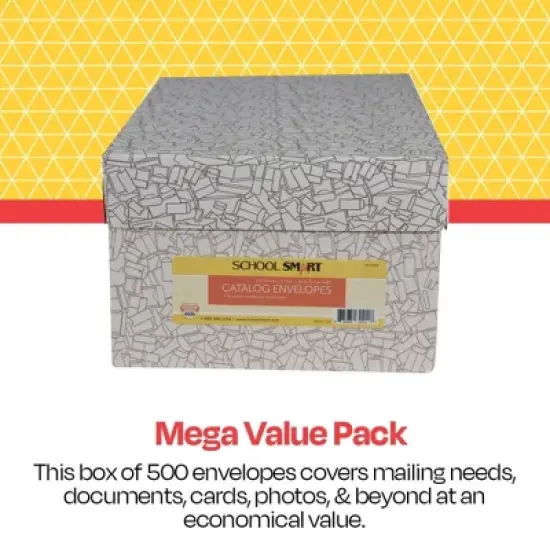 School Smart No Clasp Envelopes with Gummed Flap, 6 x 9 Inches, Kraft Brown, Pack of 500 image {2}