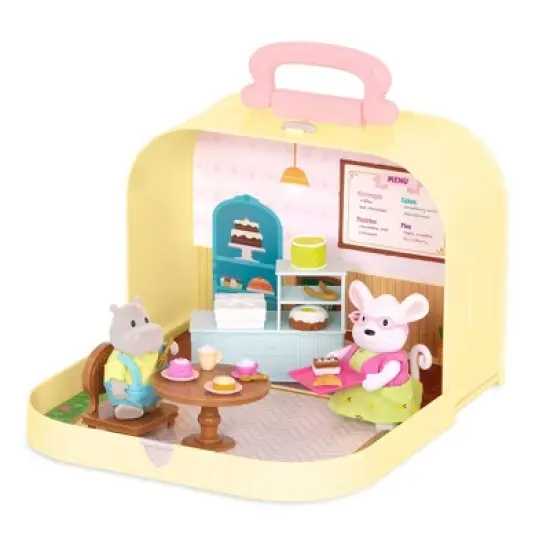 Li'l Woodzeez Toy Furniture Set in Carry Case 20pc - Travel Suitcase Pastry Shop Playset image {1}