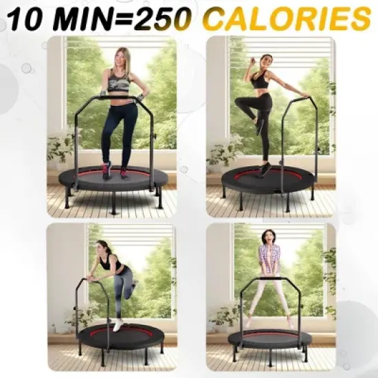 Jump Into Fun 40inch Foldable Mini Trampoline Comes with N-shaped handle three adjustable levels For Indoor and Outdoor Use image {4}