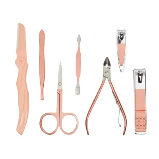Okuna Outpost Okuna Outpost Pink Manicure Pedicure Kit, 23-in-1 Nail Clipper Set for Women (Includes Travel Case) image {3}
