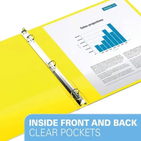 Davis Group 6pk 5/8" Premium Economy Round Ring Binders Yellow: .5 Inch, Polypropylene, 100 Sheet Capacity, 2 Pockets image {3}