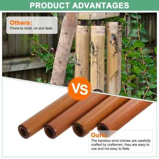 Unique Bargains Bamboo Wood Outdoor Decorations Wind Chimes 29 Inch Retro Color 1 Pc image {2}