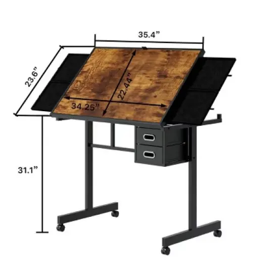 Gulches 1000 Pieces Jigsaw Puzzle Metal Table with 4 Trays 2 Drawers Wooden Protective Cover 4 Lockable Wheels Adult Gift image {3}