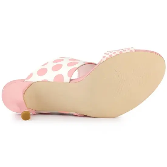 Allegra K Women's Polka Dots Stiletto Heel Slides Sandals image {4}