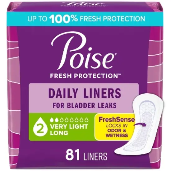 Poise Daily Incontinence Liners - Long - 2 Drop Very Light - 81ct image {8}