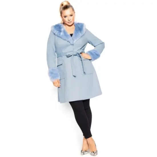 Women's Plus Size Make Me Blush Coat - powder blue | CITY CHIC image {6}