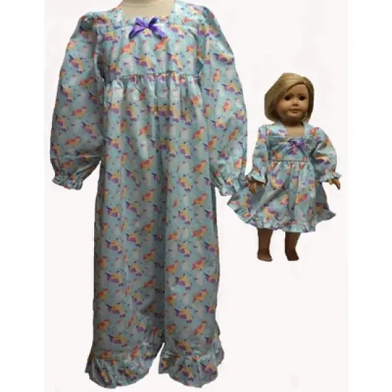 Size 7 Matching Girl And Doll Unicorn Print Nightgown image {1}