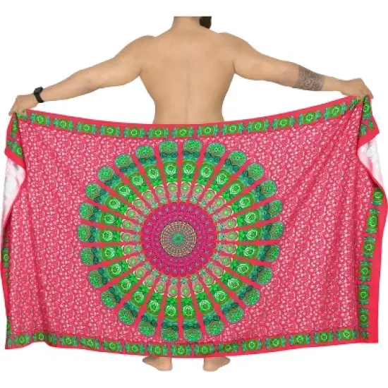 LA LEELA Men's Sarong Beach Cover Ups Wraps One Size Pink Floral image {2}