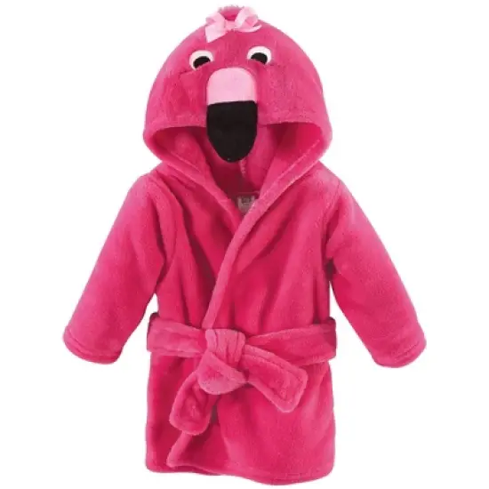 Hudson Baby Infant Girl Plush Bathrobe and Toy Set, Flamingo, One Size image {3}