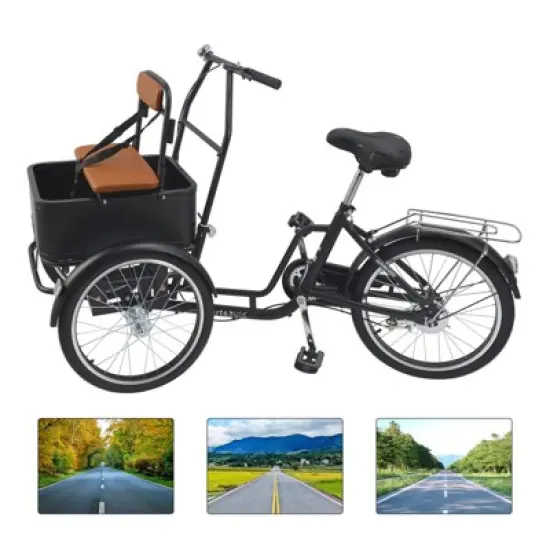 Topteng 20" Tricycle Shopping Three Wheel Bike with Children Seat & Basket image {2}