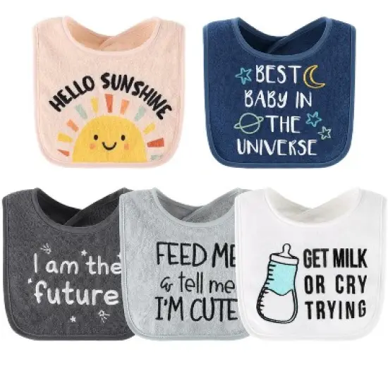 The Peanutshell Hello Sunshine 10-Pack Terry Bibs in Teal, Aqua and Navy image {2}