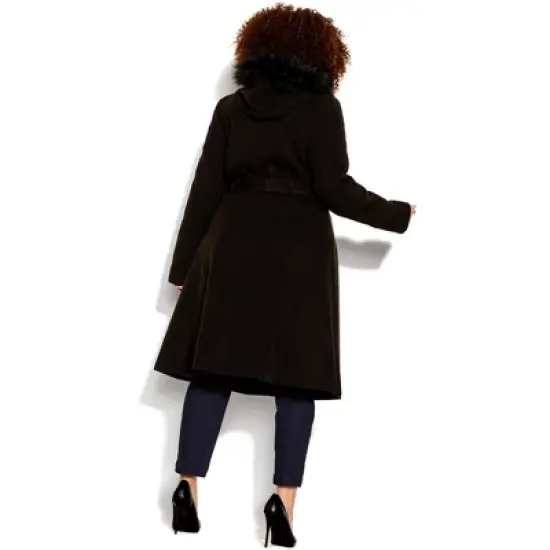 Women's Plus Size Miss Mysterious Coat - black | CITY CHIC image {1}