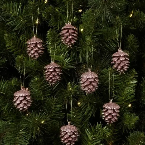 8ct Glittered Pinecone Christmas Tree Ornament Set - Wondershop&trade; image {1}