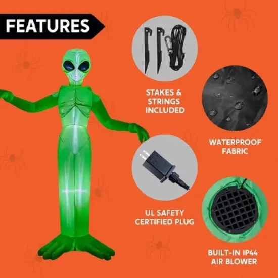 Joyfy 9 FT Tall Halloween Inflatable Giant Alien Decoration with Built-in LEDs for Halloween Indoor Outdoor Yard Garden Lawn Holiday Party Decoration image {4}