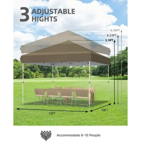 CuisinSmart 10x10 FT Heavy Duty Pop Up Canopy Tent with 1 Removable Mesh Sidewalls, One Person Setup Commercial Shelter for Events, Parties, Camping image {1}
